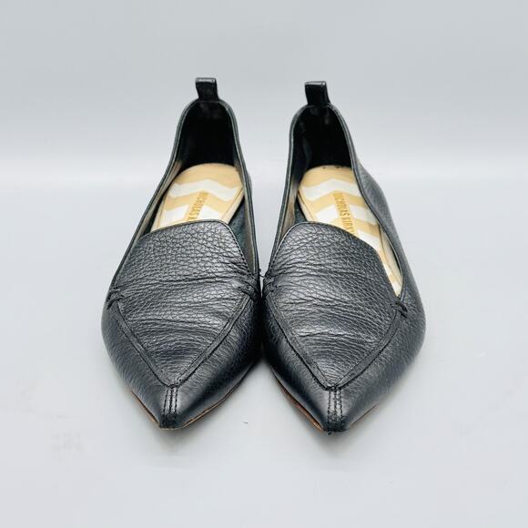 Nicholas Kirkwood Shoes Womens 5.5 Black Leather Loafer Beya Pointed Toe Gold - Picture 3 of 13